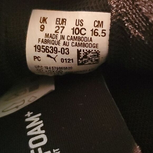 Puma Kids black Sneakers size 10C - Picture 8 of 8